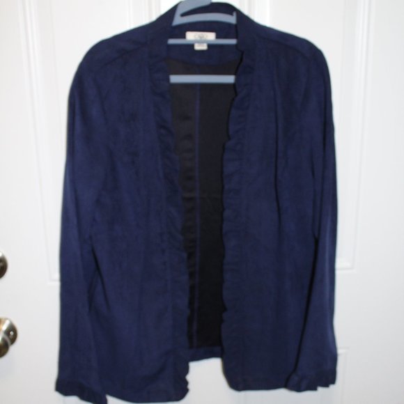 CATO Womens Navy Blue Ruffled Collar Cuffs M - Picture 1 of 4